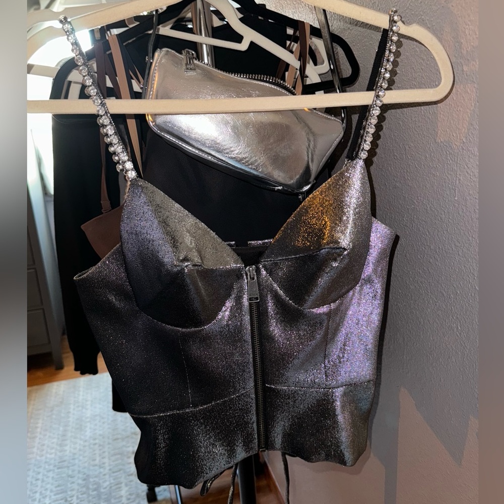 Brand new never worn Area Metallic corset top